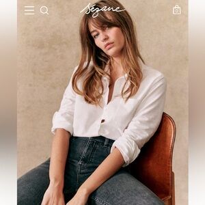 Sezane White Tomboy Shirt Size 38 Cotton